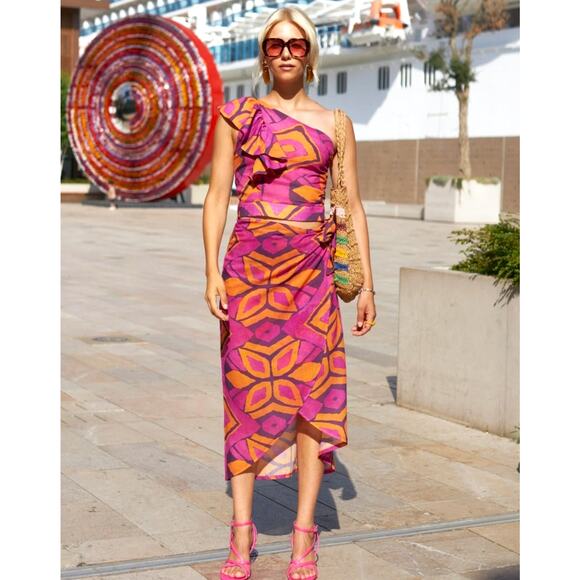 ZARA Co-Ord Set Printed Crop Top and Midi Skirt NWT - Picture 9 of 14